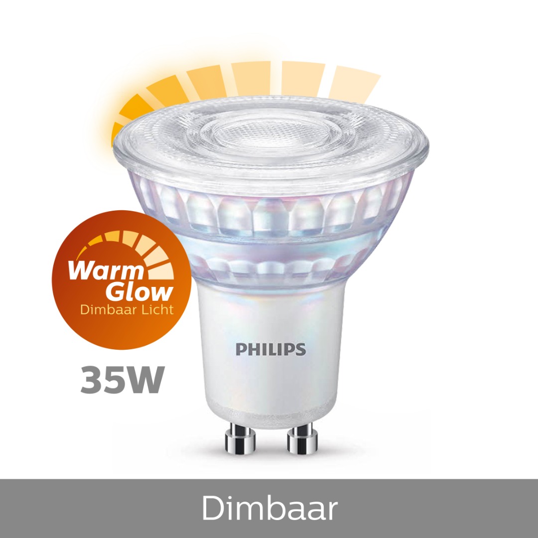 wij Moeras Aftrekken 1x Philips LED Spot dimbaar (2,6W (35W), GU10, WarmGlow) - Ledlampen -  Lamp123.nl