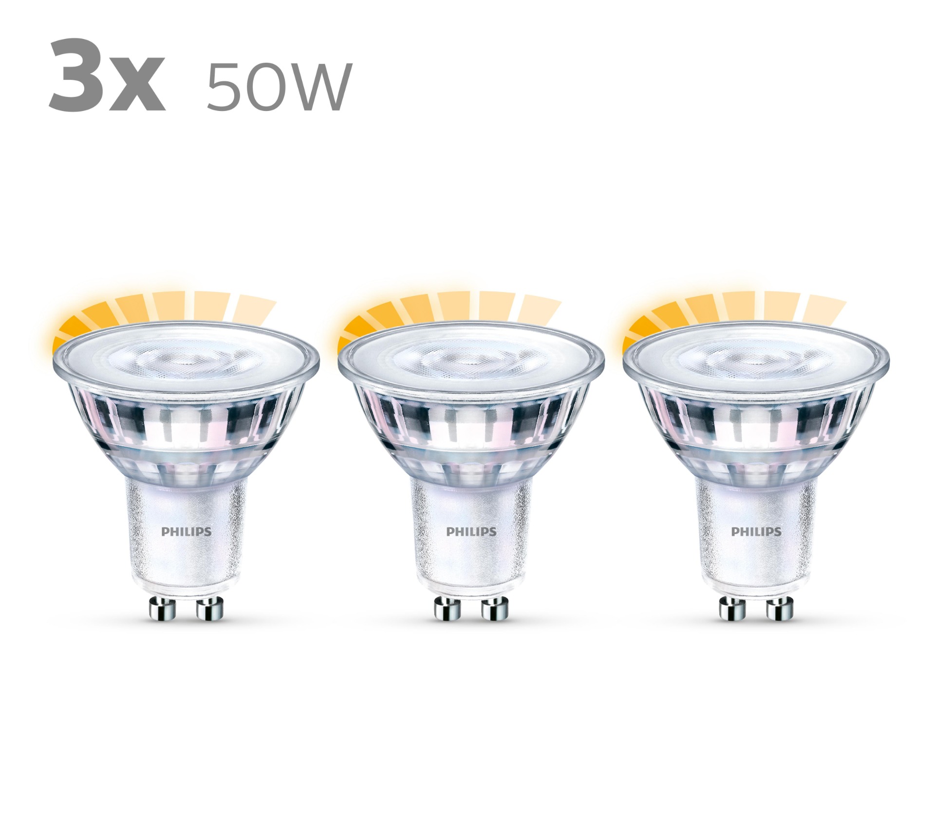 Ijsbeer Onderzoek Namens Philips LED Spot dimbaar (3,8W (50W), GU10, WarmGlow, 3 stuks) - Ledlampen  - Lamp123.nl