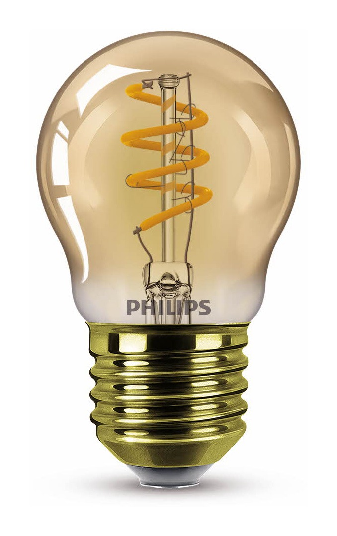 Kort leven logo last 1x Philips LED Lamp Kogel Flame Dimbaar (2,6W (15W), E27, goud) - Ledlampen  - Lamp123.nl