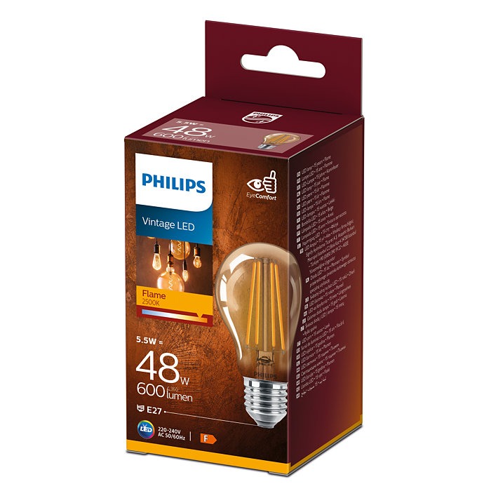 repertoire leerling maandag 1x Philips LED Lamp Standaard Flame (5,5W (48W), E27, goud) - Ledlampen -  Lamp123.nl