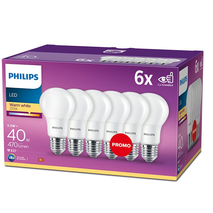 LED mat (5,5W (40W), E27, warm wit, 6 stuks) - Ledlampen -