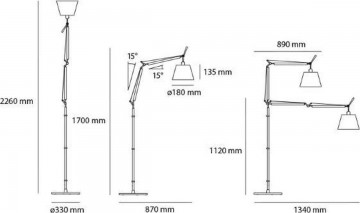 Afmetingen vloerlamp terra basculante 0