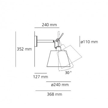 Afmetingen wandlamp tolomeo diffuser 24 cm artemide wwwlamp123nl 0