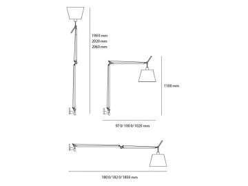 Wandlamp Artemide Tolomeo Mega Parete Perkament