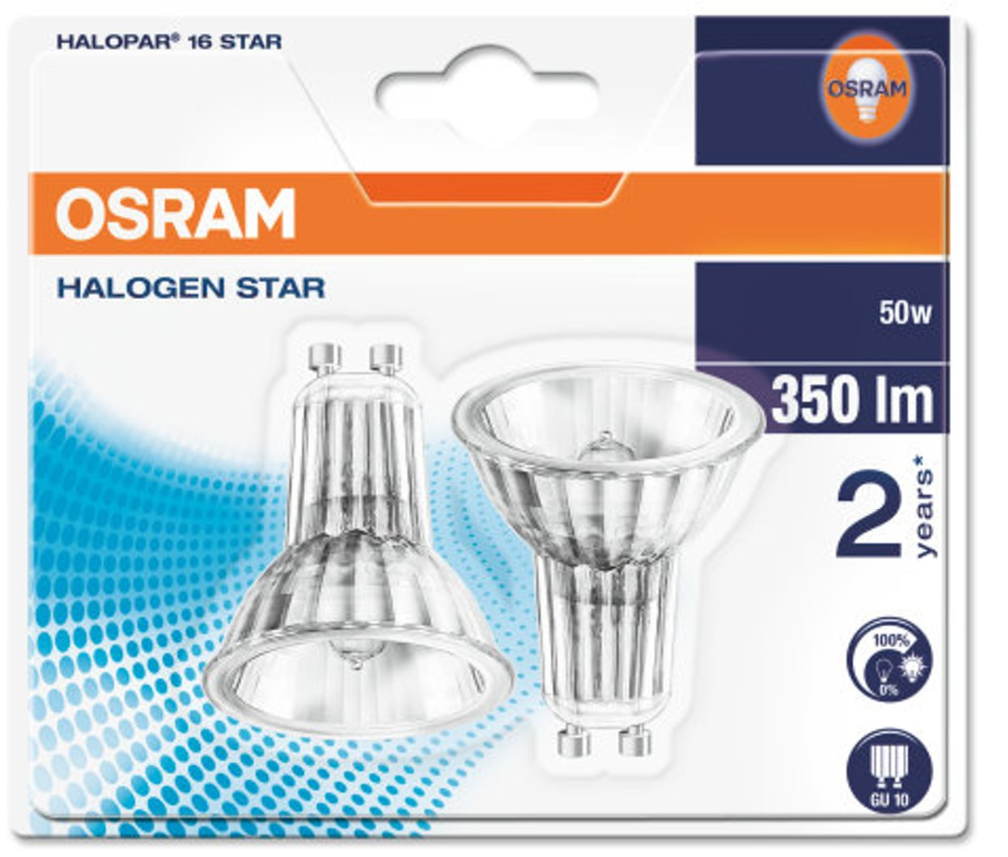 2x Osram Halogeen spot GU10 50W (Blister) - Osram Halogeenlampen 