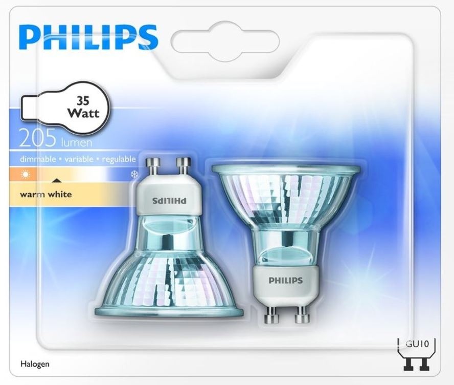 Inademen gemiddelde staart 2x Philips Halogeen spot (35W, GU10, warm wit, Blister) - Halogeenlampen -  Lamp123.nl